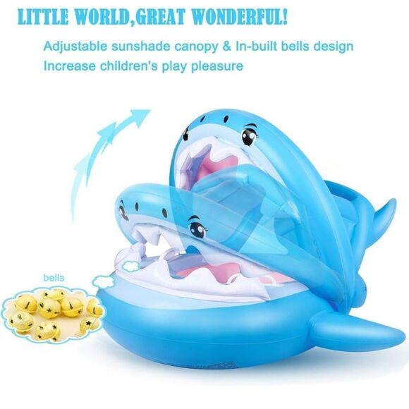 Baby Float with Inflatable Canopy ,Shark . 6mo. To 20mo. - Picture 4 of 7